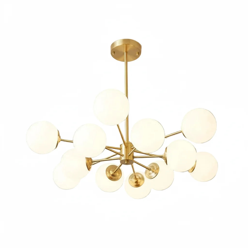 6/8/12-Light Two-Tier Sputnik Opal Globe Chandelier