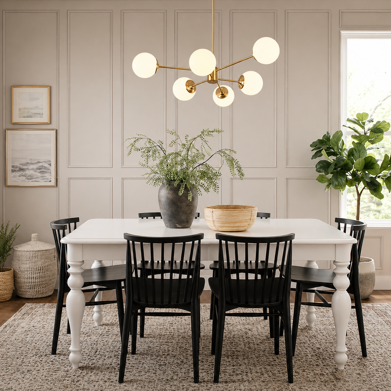 6/8/12-Light Two-Tier Sputnik Opal Globe Chandelier