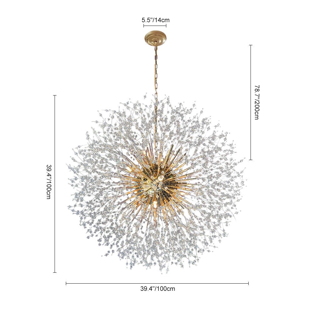 Sputnik-Kronleuchter „Feuerwerk“ mit 20 Lichtquellen